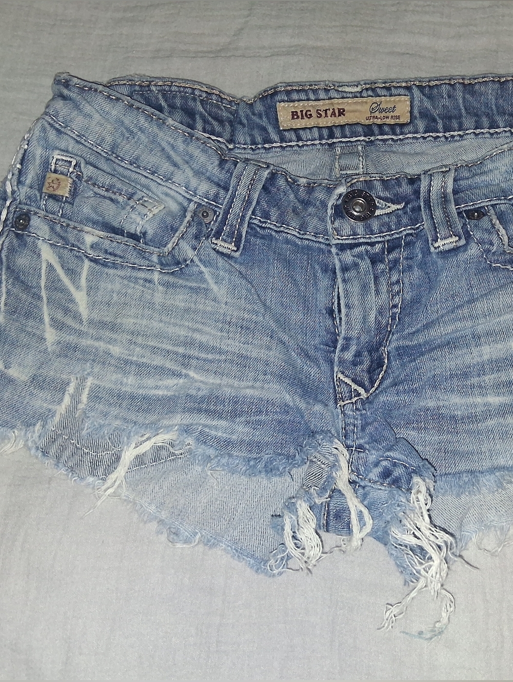 Big Star Light Blue Distressed Cutoff Denim Shorts